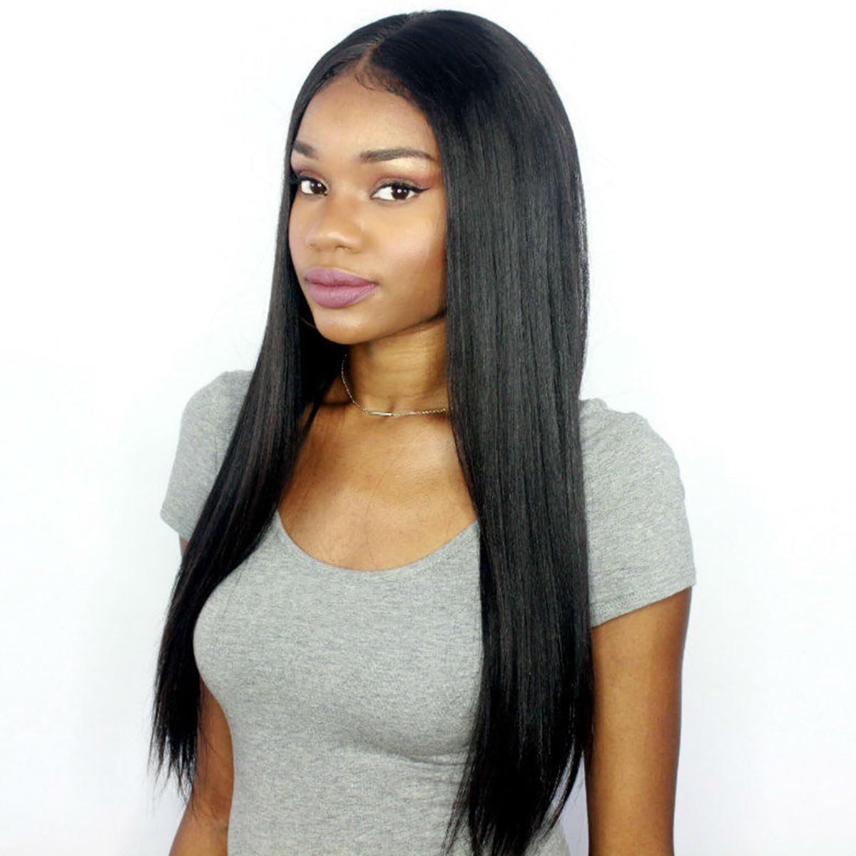 Premier 360 Lace Frontal Wig Light Yaki Straight Brazilian Remy Human Hair Wigs for Women 150% Density 360 Lace Front Wigs Pre Plucked Hairline with Baby Hair 16 inch Natural Color free part